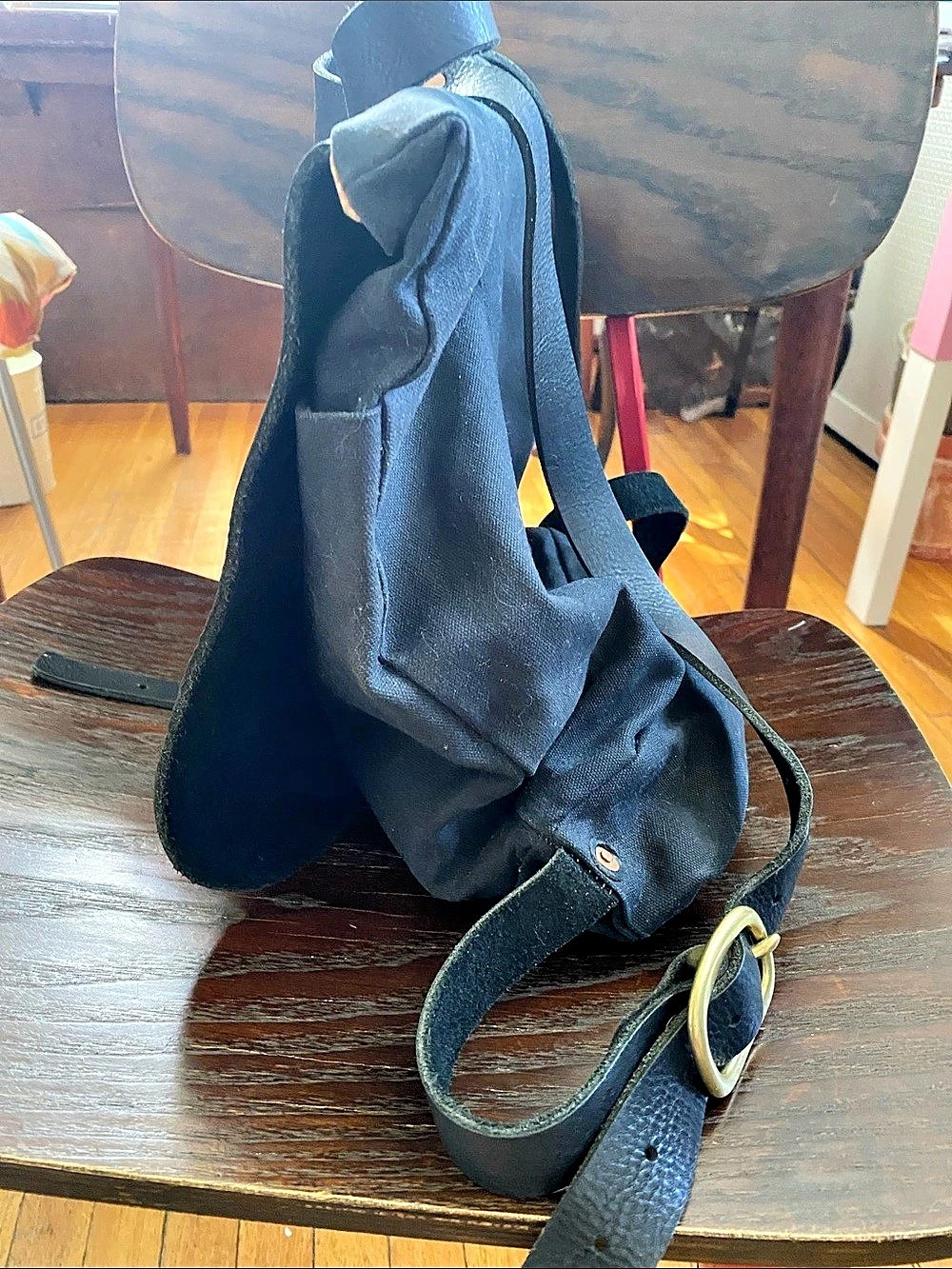 Black Leather-Style Backpack - Picture 4 of 8